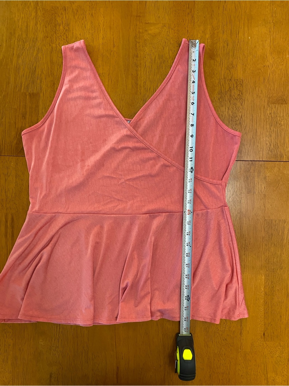 White Birch - Wrap Peplum Top, Coral, Sz 1X - Picture 7 of 10
